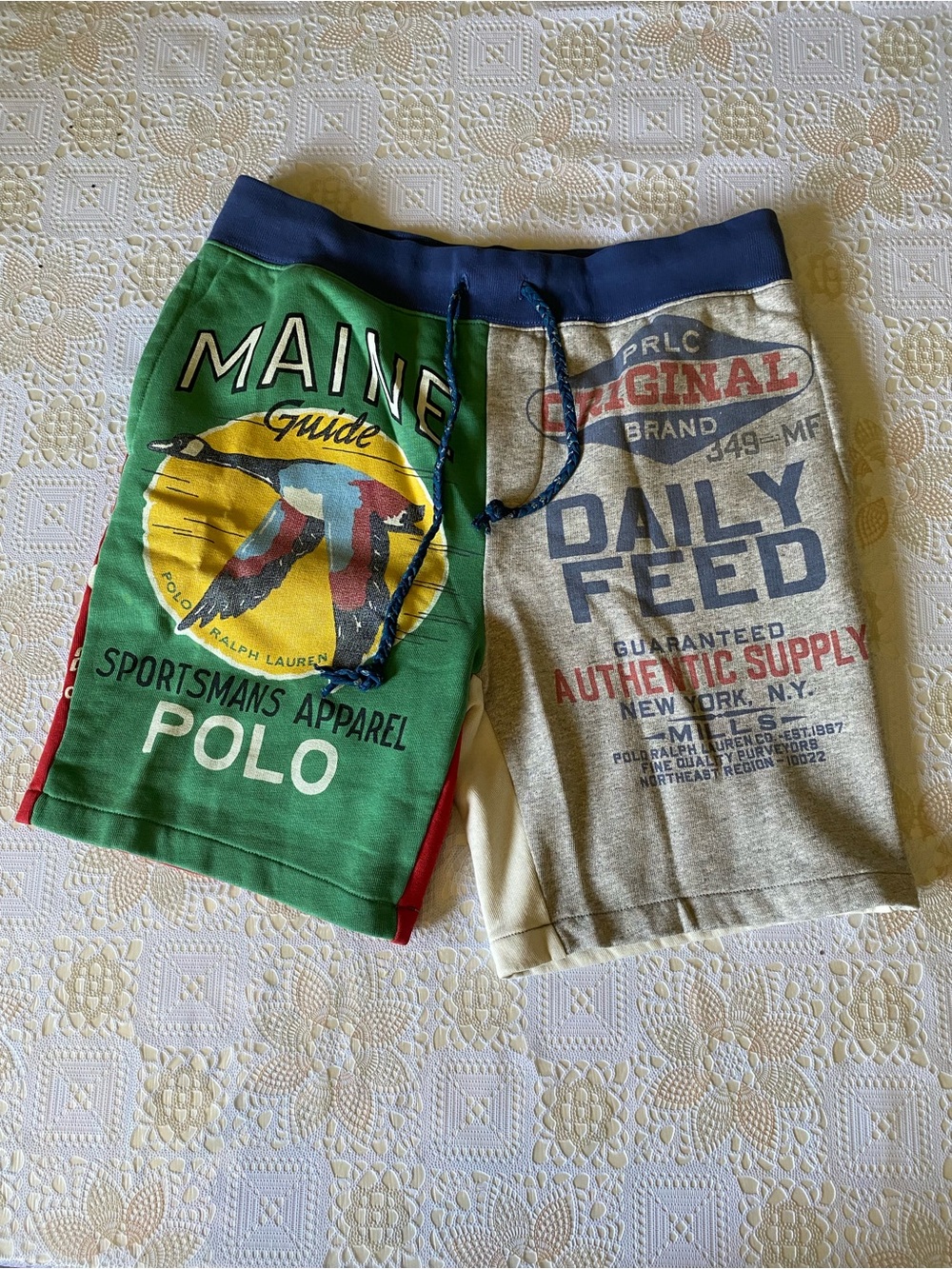 Ralph Lauren Green & Gray Graphic Colorblock Swim Trunks